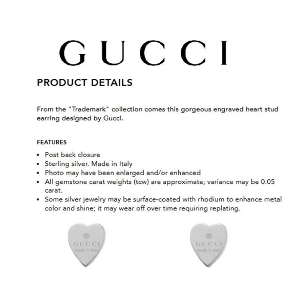 ❤️‍🔥Gucci Sterling Silver Signature Trademark Heart Earrings - Picture 10 of 16